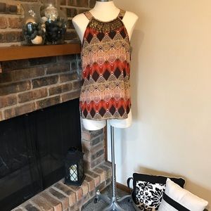 Unique Spectrum sleeveless beaded blouse